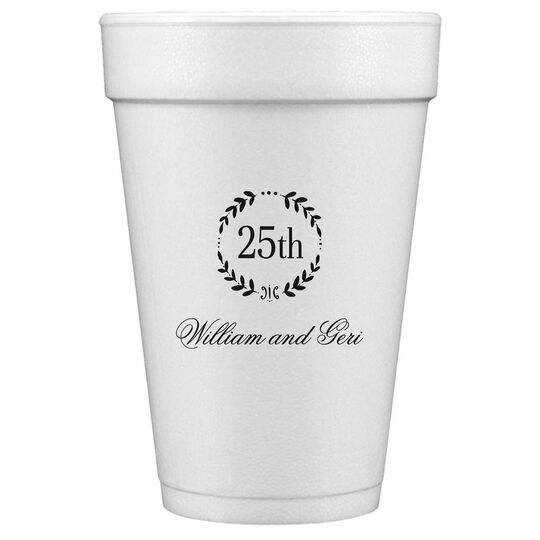 25th Wreath Styrofoam Cups